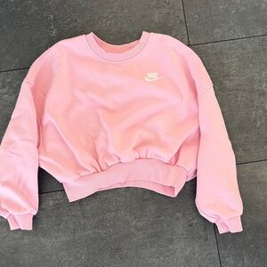 Nike Girls Pink Cropped Crewneck Sweatshirt